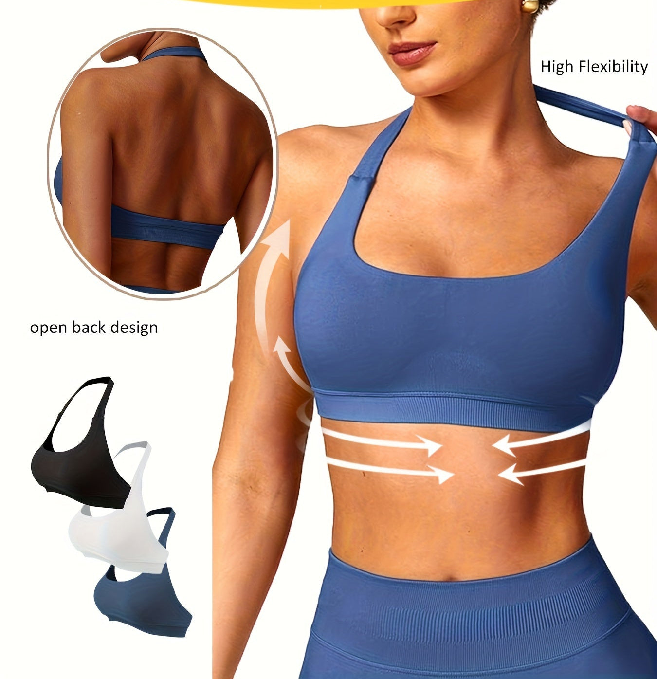 3-PACK- Breathable Seamless Yoga Bras for Women.