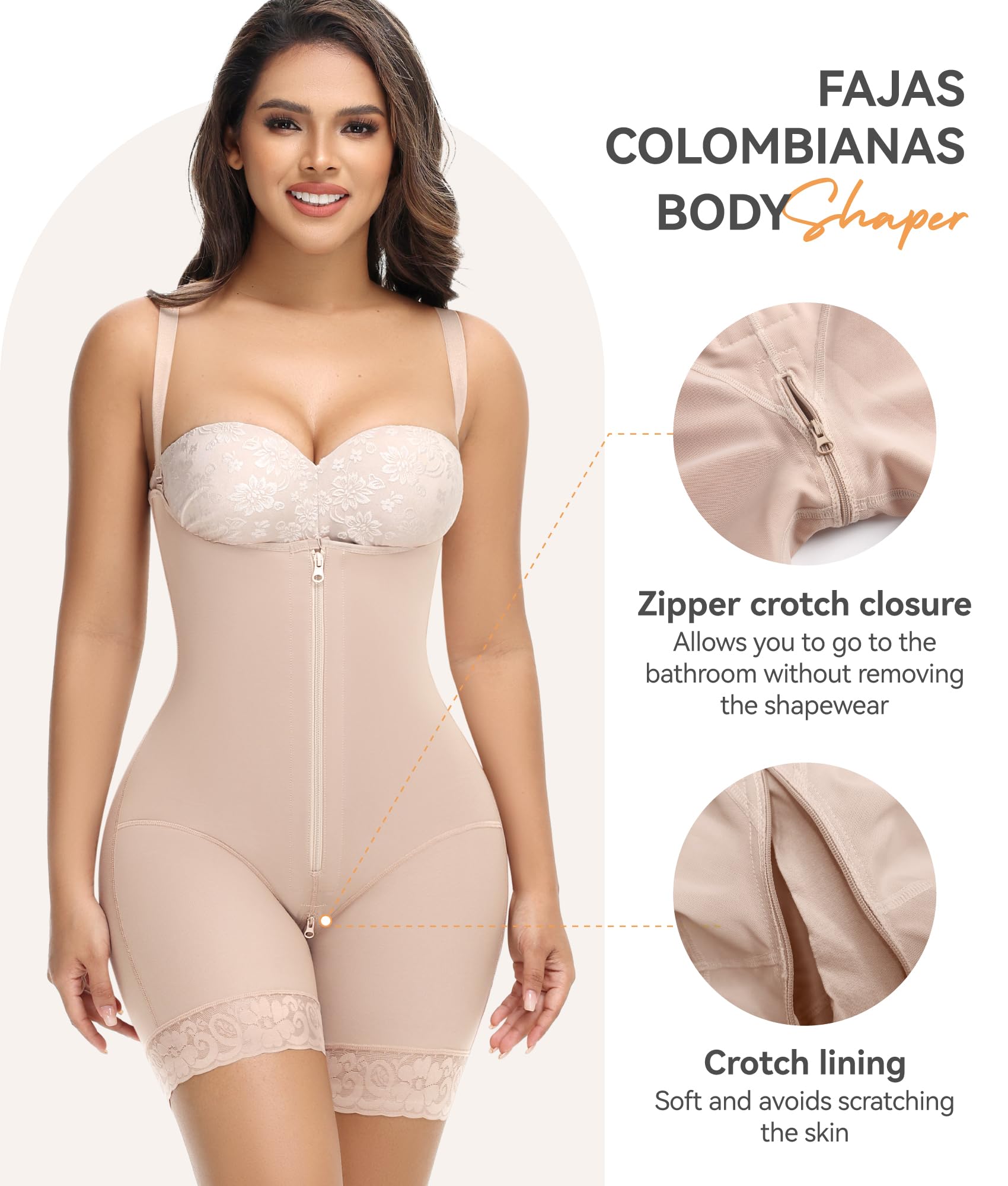 M MYODRESS Fajas Colombiana Body Shaper Tan Size L