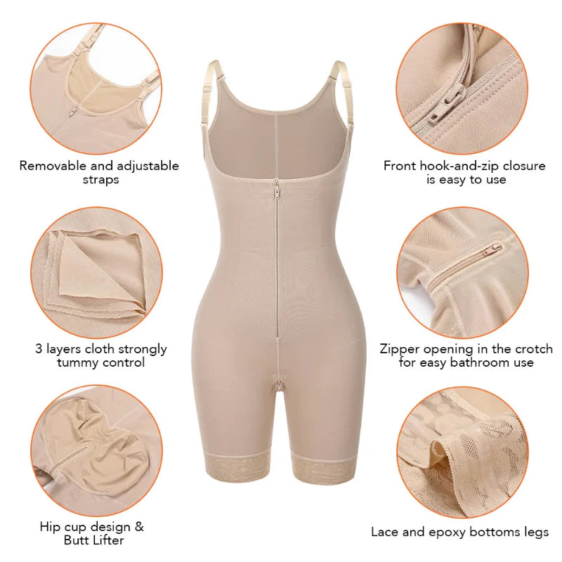 Front Zipper-Full Body Sculpting Shapewear.
