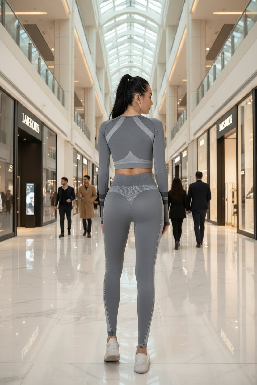 Seamless Long Sleeve Solid Yoga Set